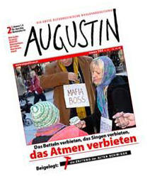 Augustin-Cover 2012: "Das Betteln verbieten, das Singen verbieten, das Atmen verbieten"