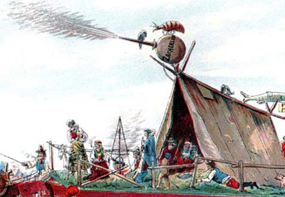 Gift fürs "Zigeunerlager" - Rosenmontagszug 1907 in Köln-Poll, Ausschnitt eines Leporellos im Besitz des Karnevalsmuseums, Köln (Nevipe 32/2009)) 