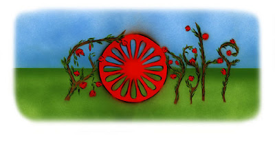 Fiktives Google-Doodle zum International Roma Day, entworfen von der slowakischen Romni Laďa Gažiová.