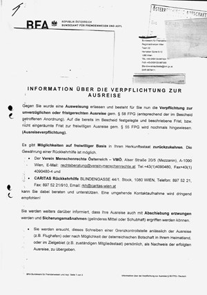 Dieses Schreiben wurde einem "Augustin"-Verkäufer ausgehändigt – laut einem Rechtsberater ein "Einschüchterungsversuch" (Foto: derStandard.at)